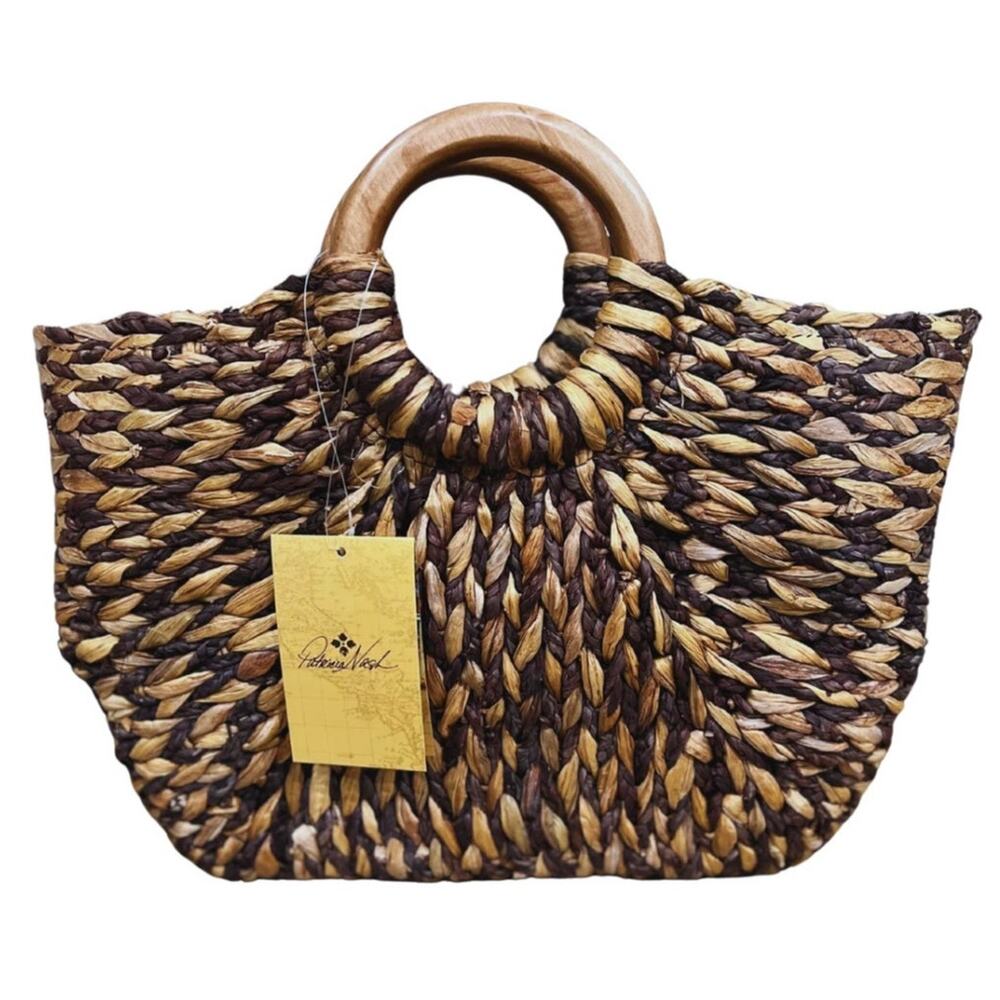 NWT Patricia Nash Specialty Woven Luzzara Straw & Leather Satchel/Crossbody